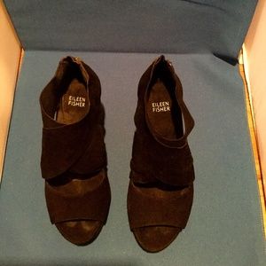Black Eileen Fisher wedge platform sandals - 5.5